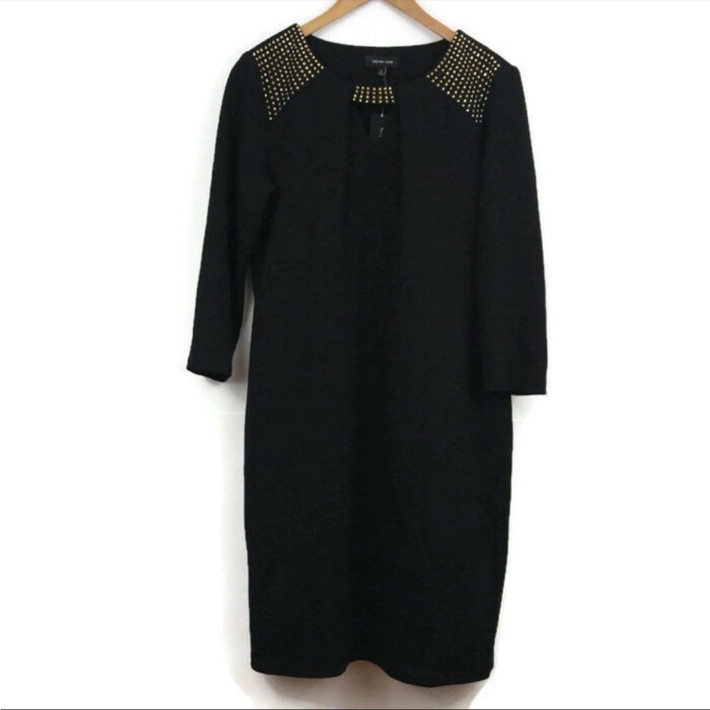 NWT Spence Dress Black Gold Embellish Sheath Jersey Size 6
